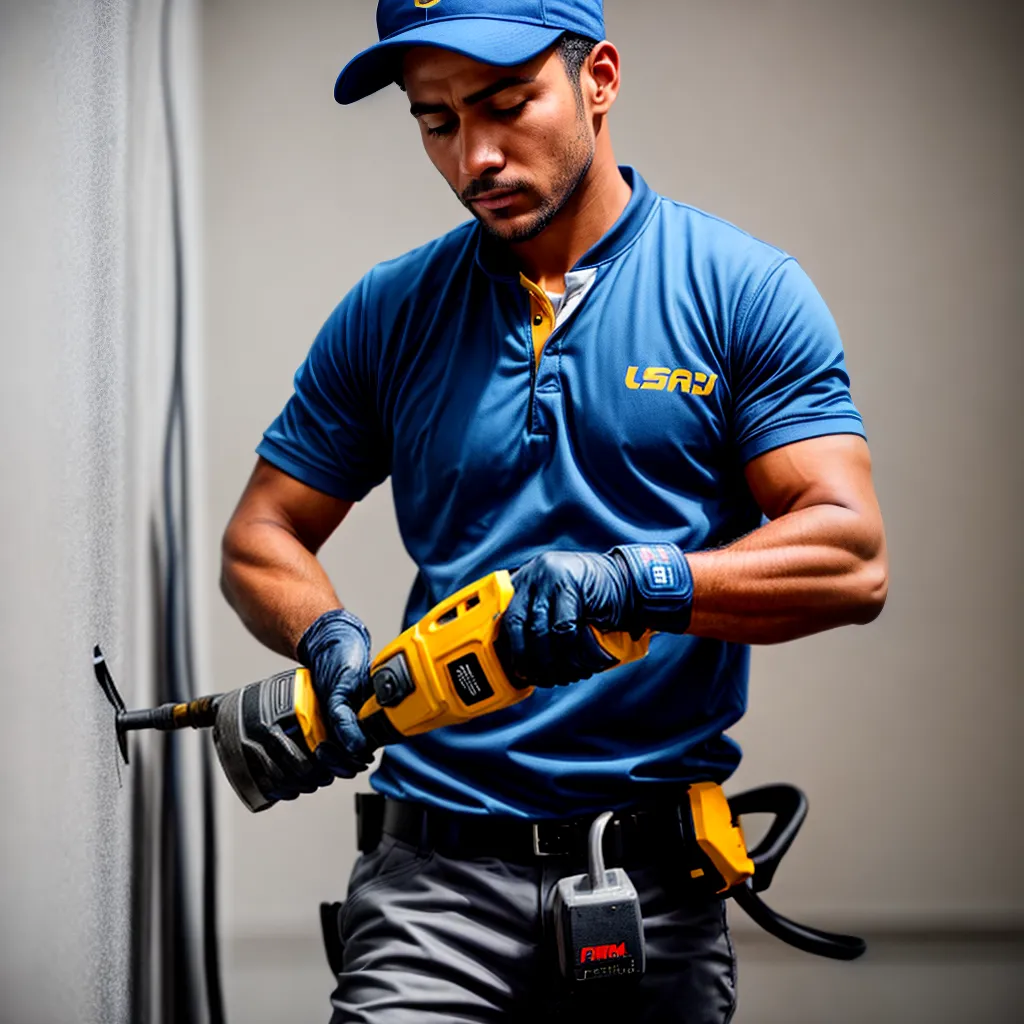trabalhador reparo painel acustico