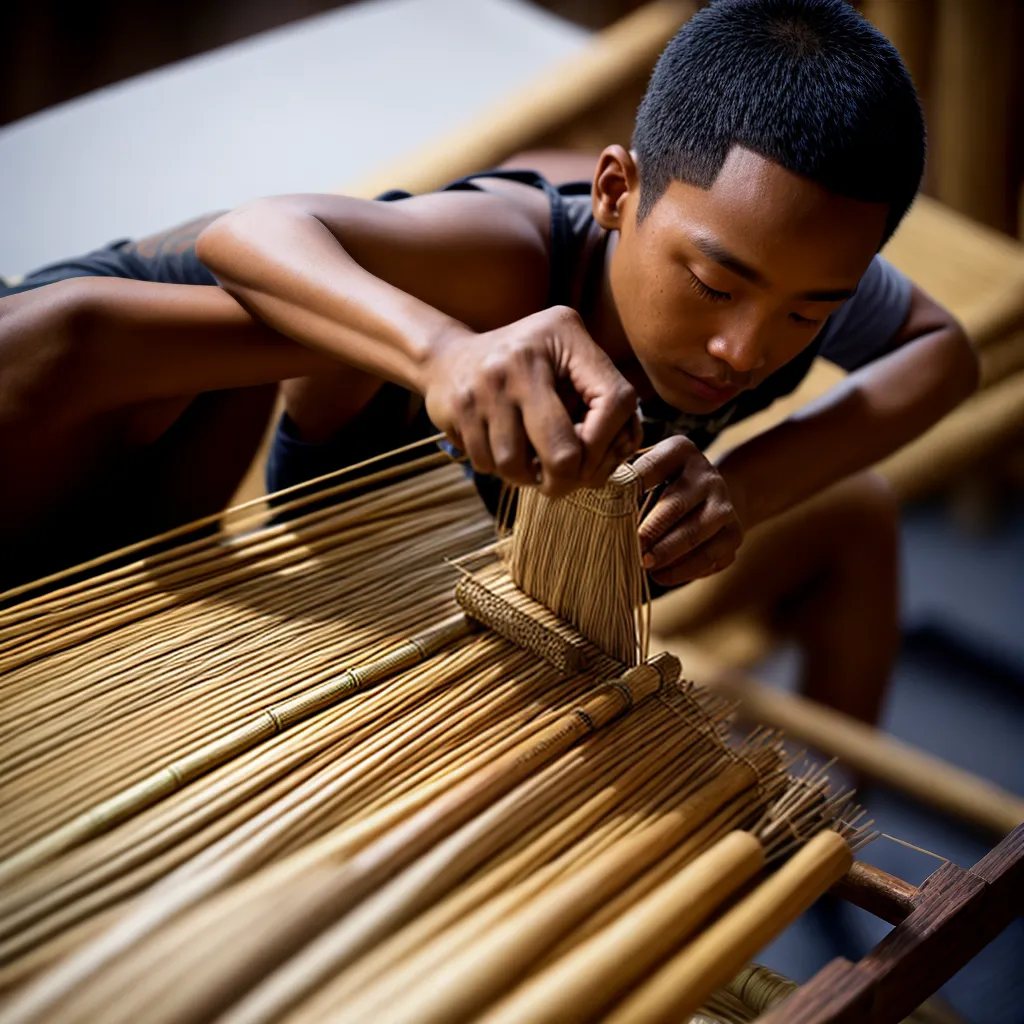 artesao reparando cadeira bambu