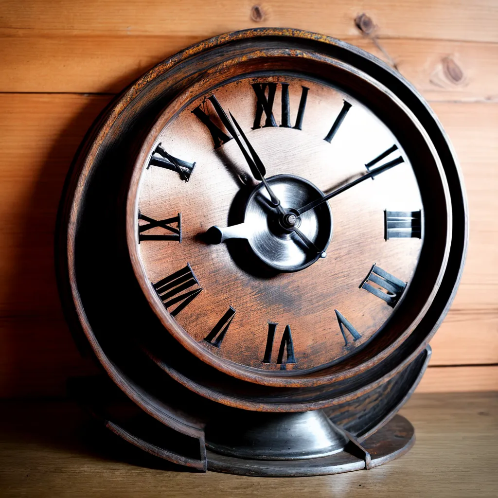 relogio metal vintage engrenagens madeira