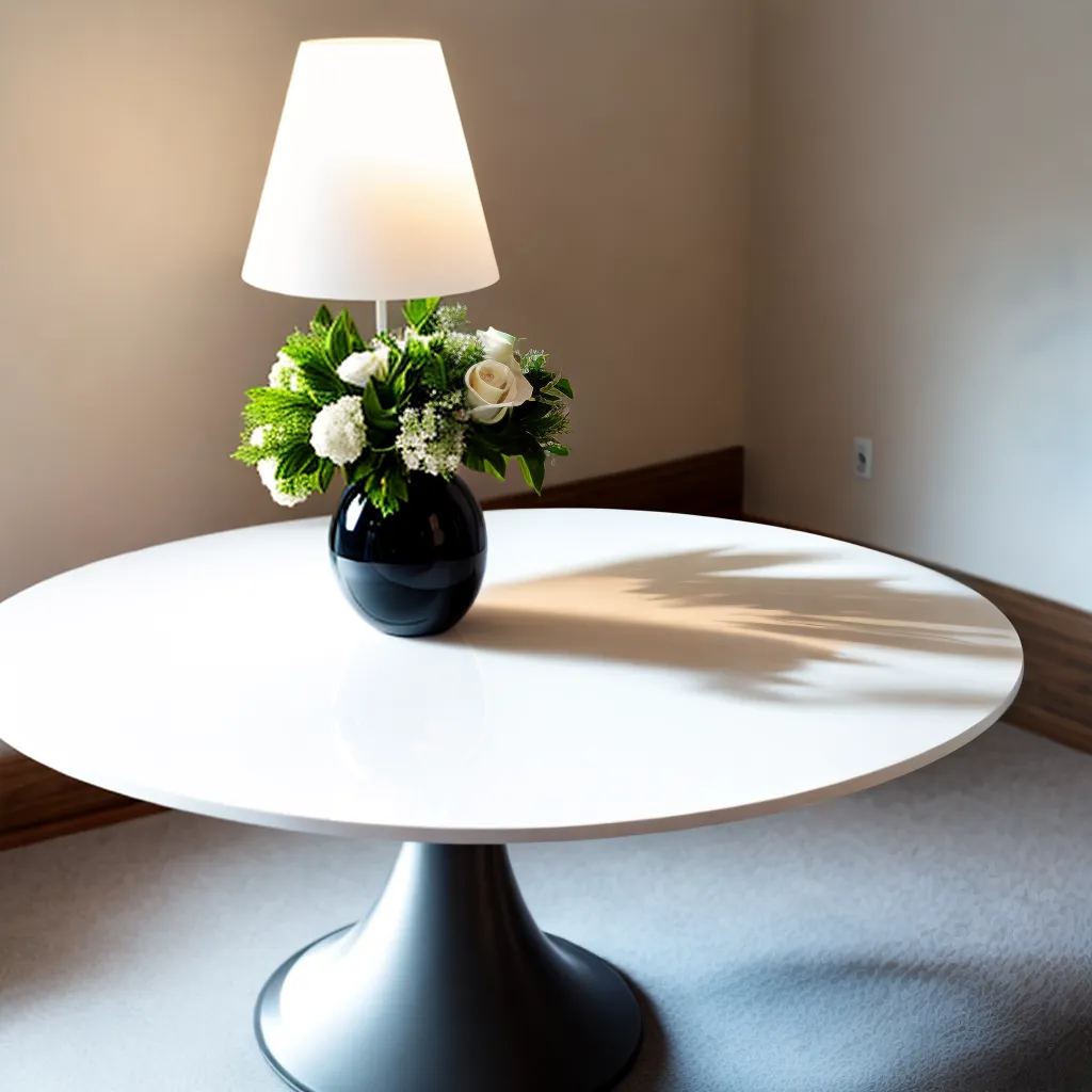 mesa lacada branca reflexo flores