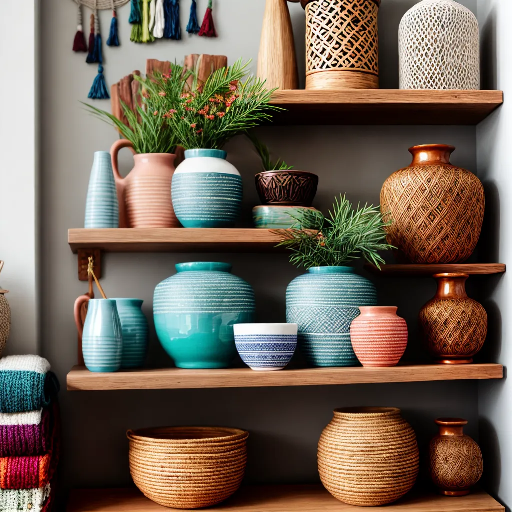 prateleira boho texteis macrame vasos