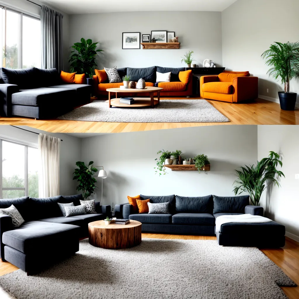 sala organizada sofa plantas