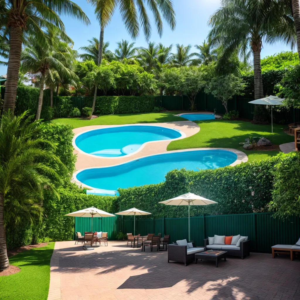 area entretenimento externa patio piscina jardim