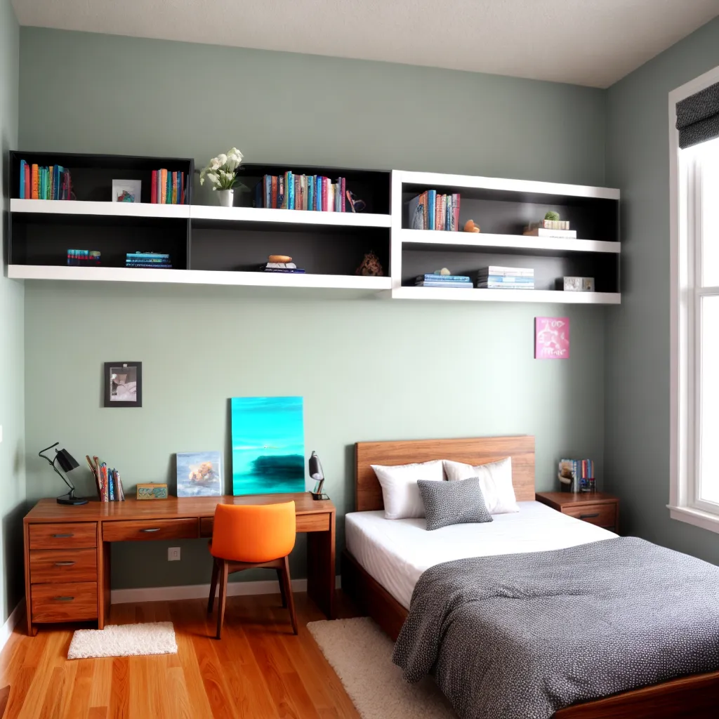 quarto adolescente organizado moderno