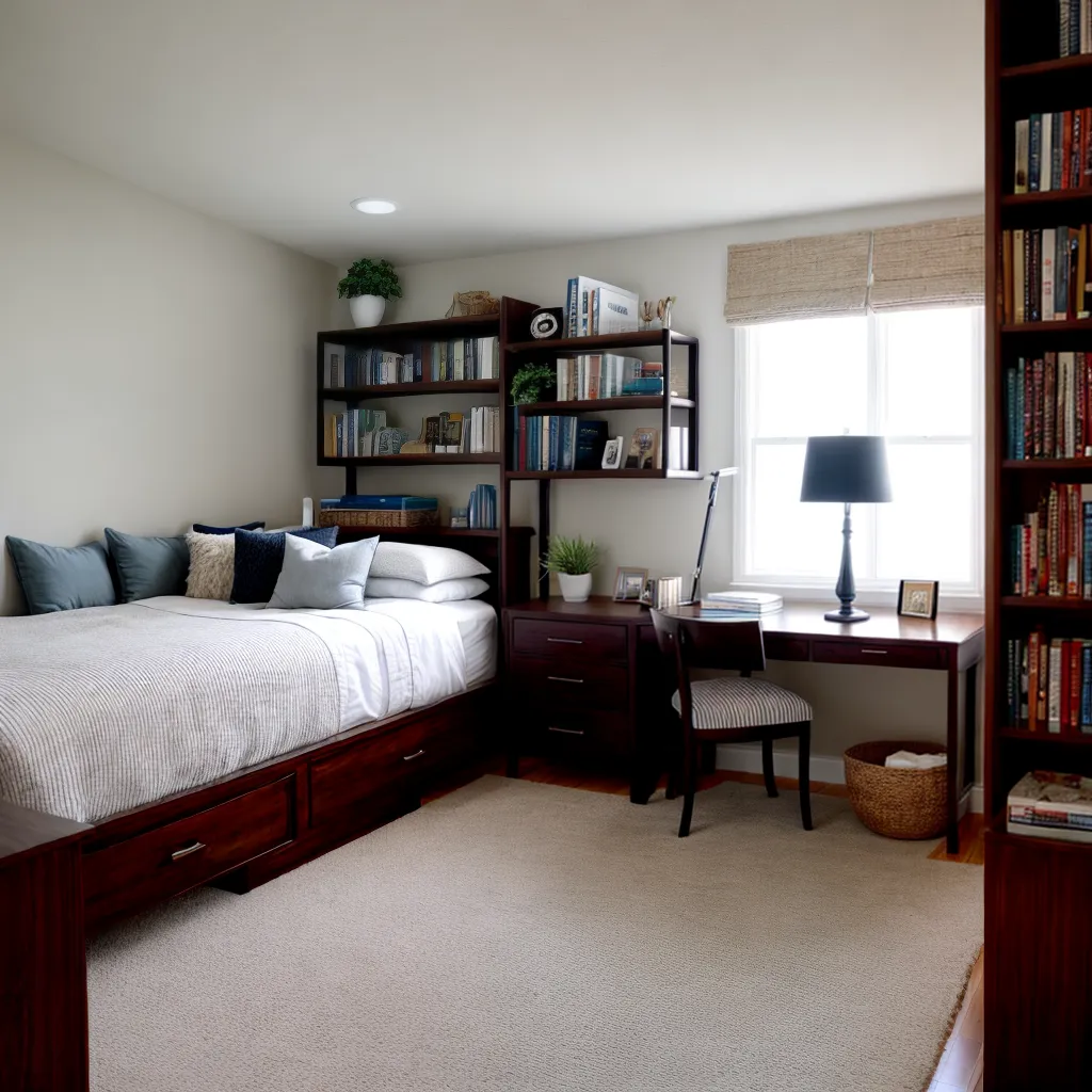 quarto hospedes escritorio organizado