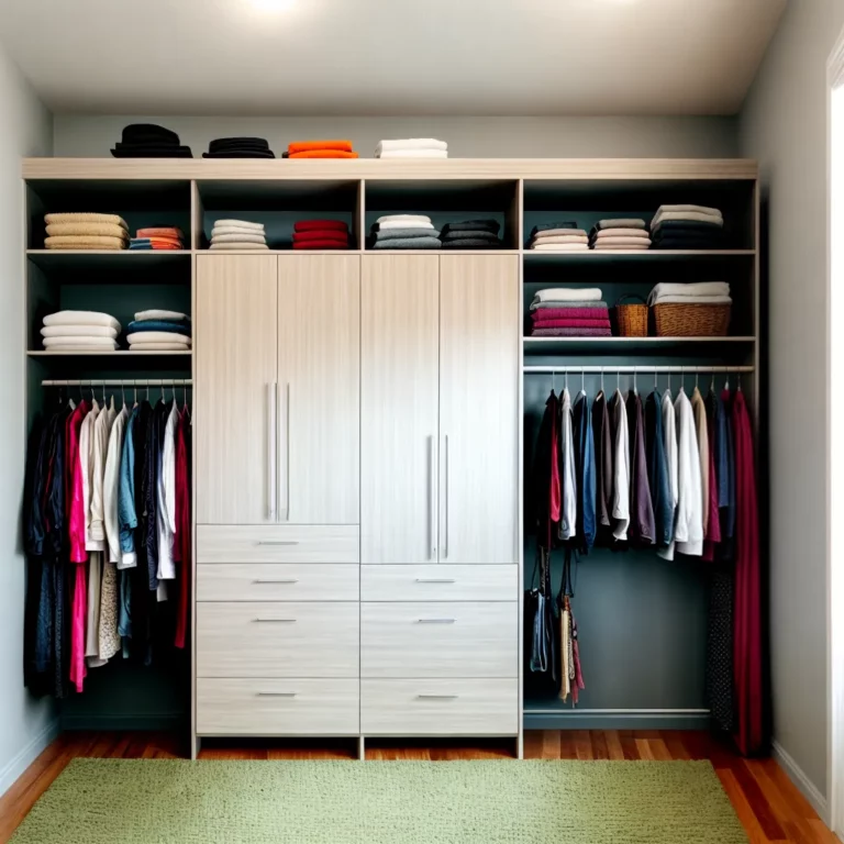 Organizando o closet com prateleiras e gavetas