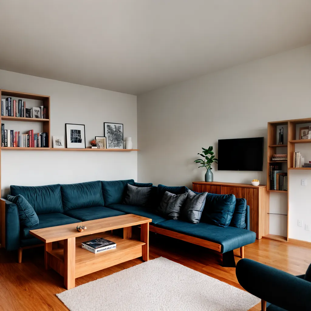 sala estar acolhedora sofa livros