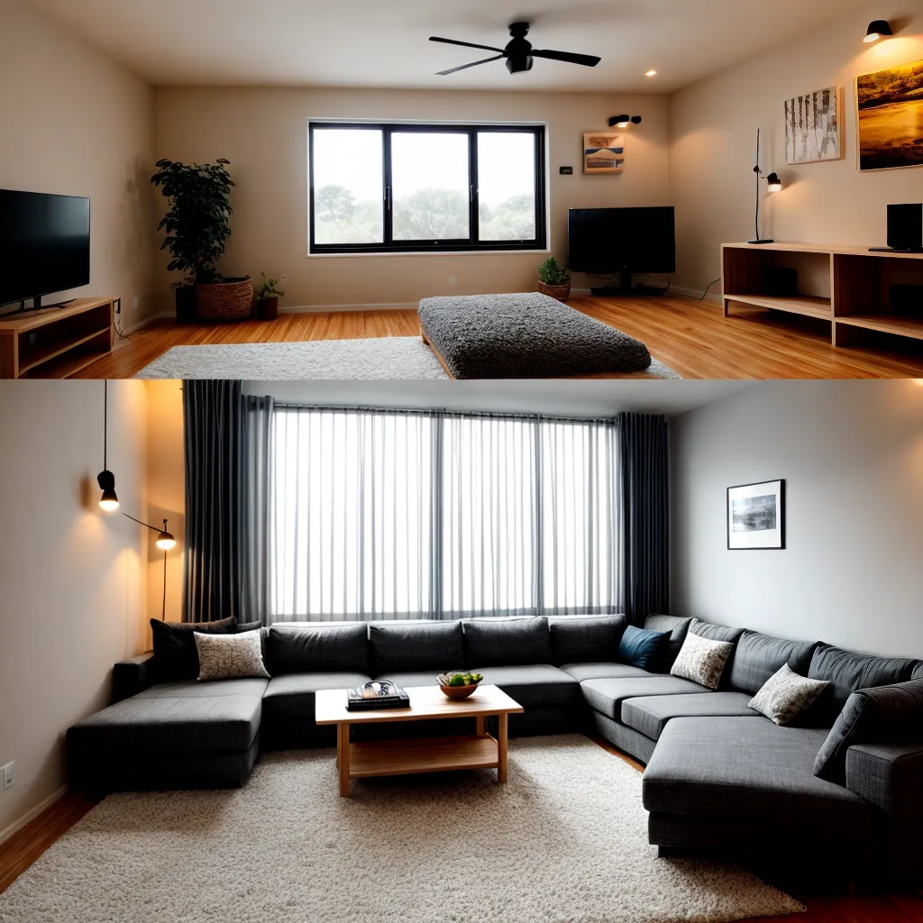 sala estar sofa tv livros trabalho