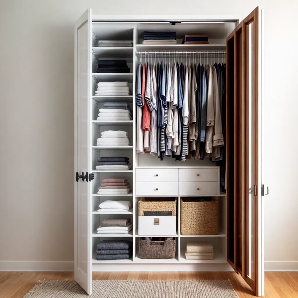 closet organizado prateleiras roupas sapatos