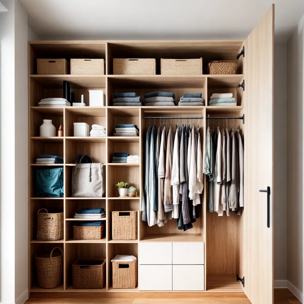 quarto organizado prateleiras ganchos