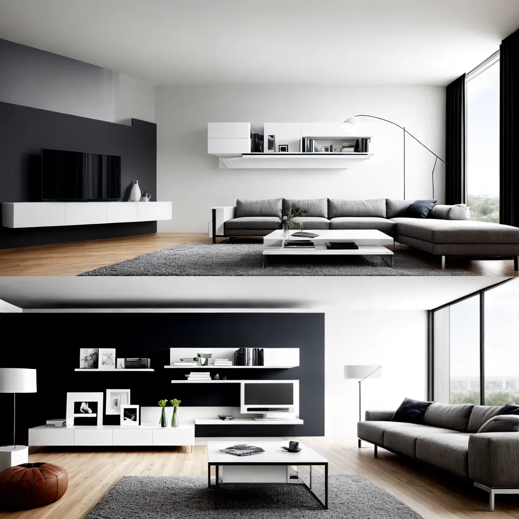 sala minimalista linhas neutras