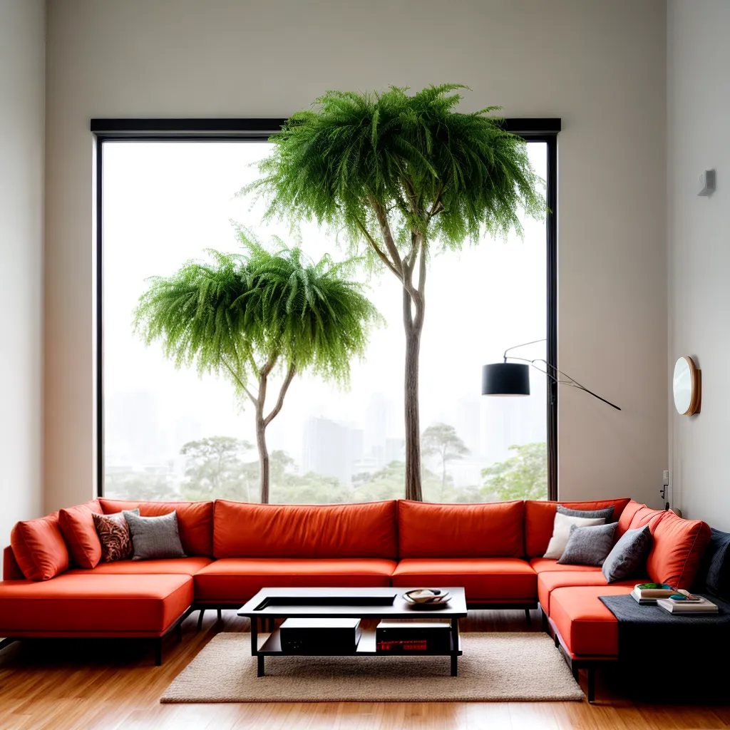 sala iluminada janelas abertas plantas