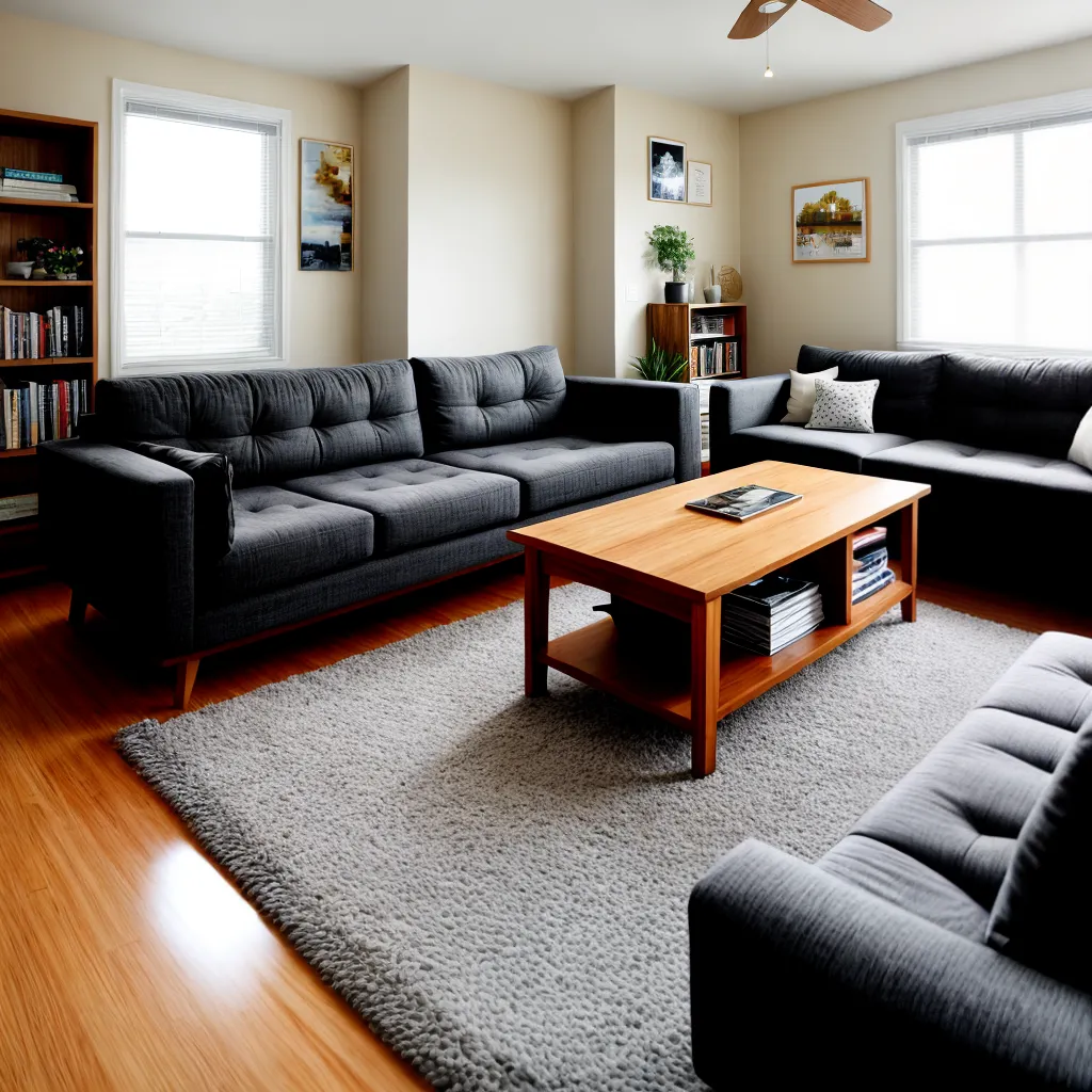 sala organizada sofa mesa livros