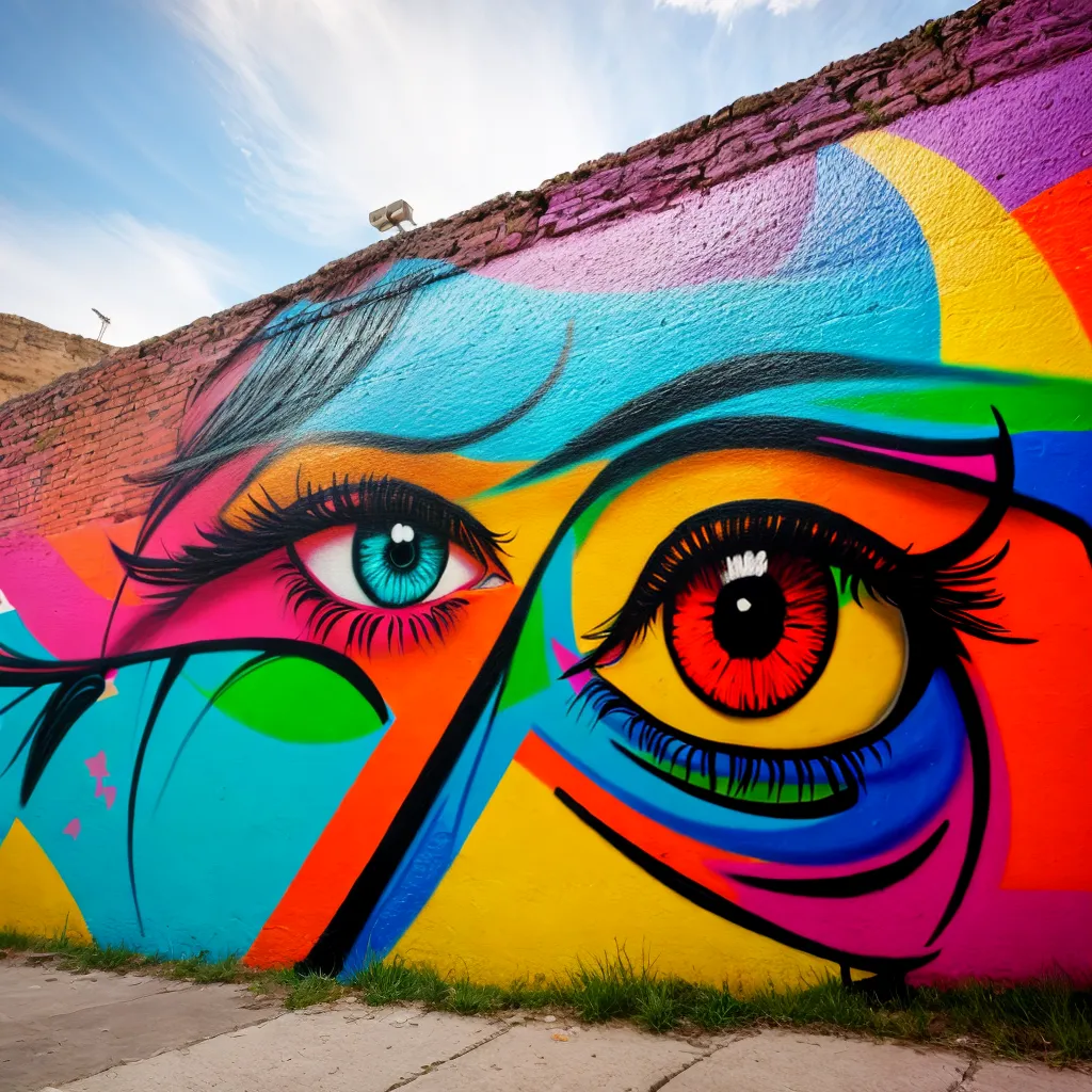 mural urbano cores arte graffiti