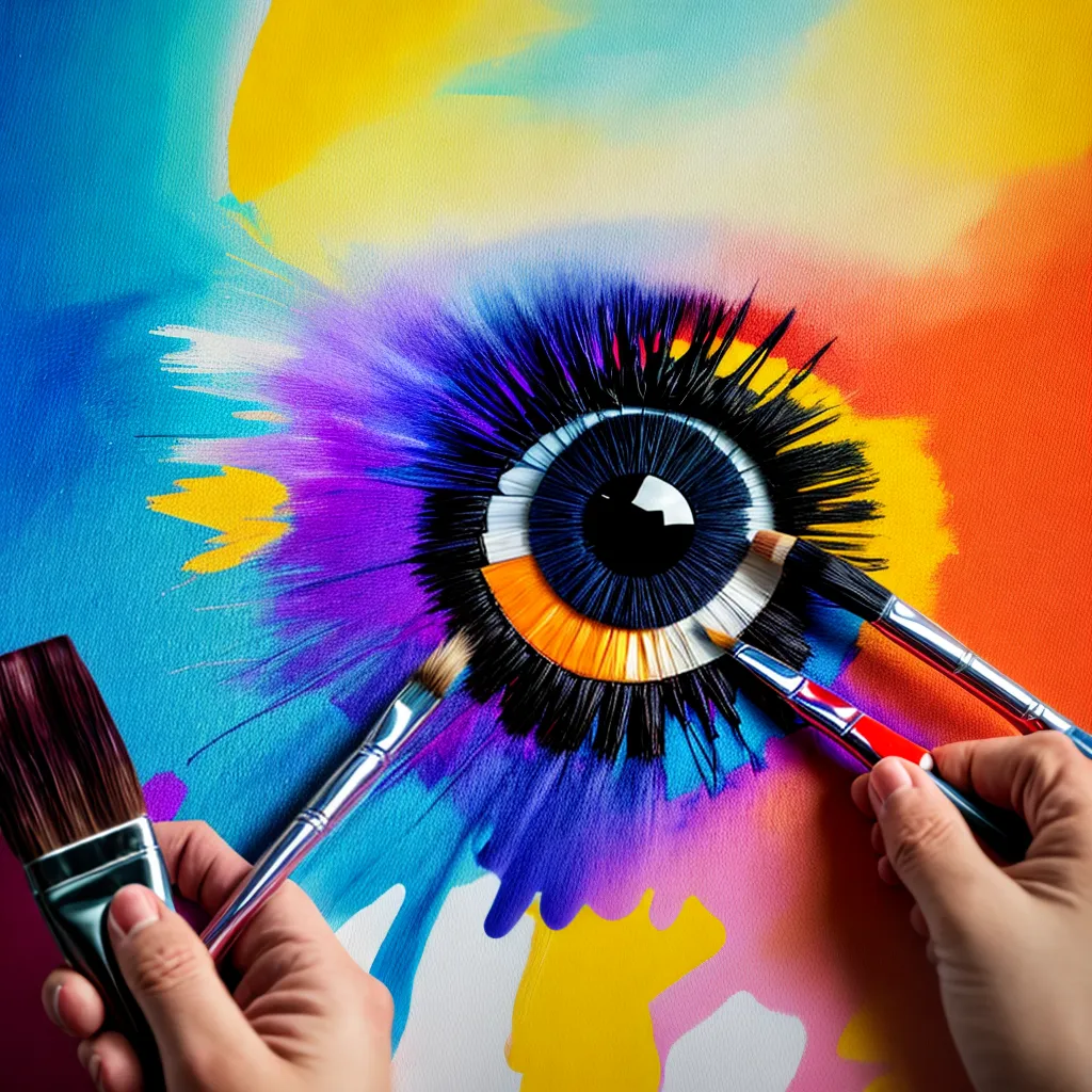 mao artista pincel cores tela