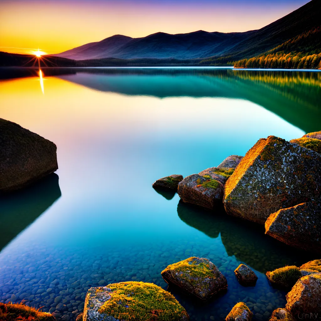 por do sol lago tranquilidade cores