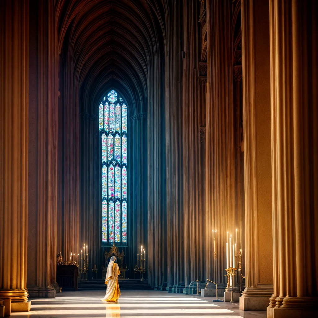 pintura catedral luz dourada espiritual