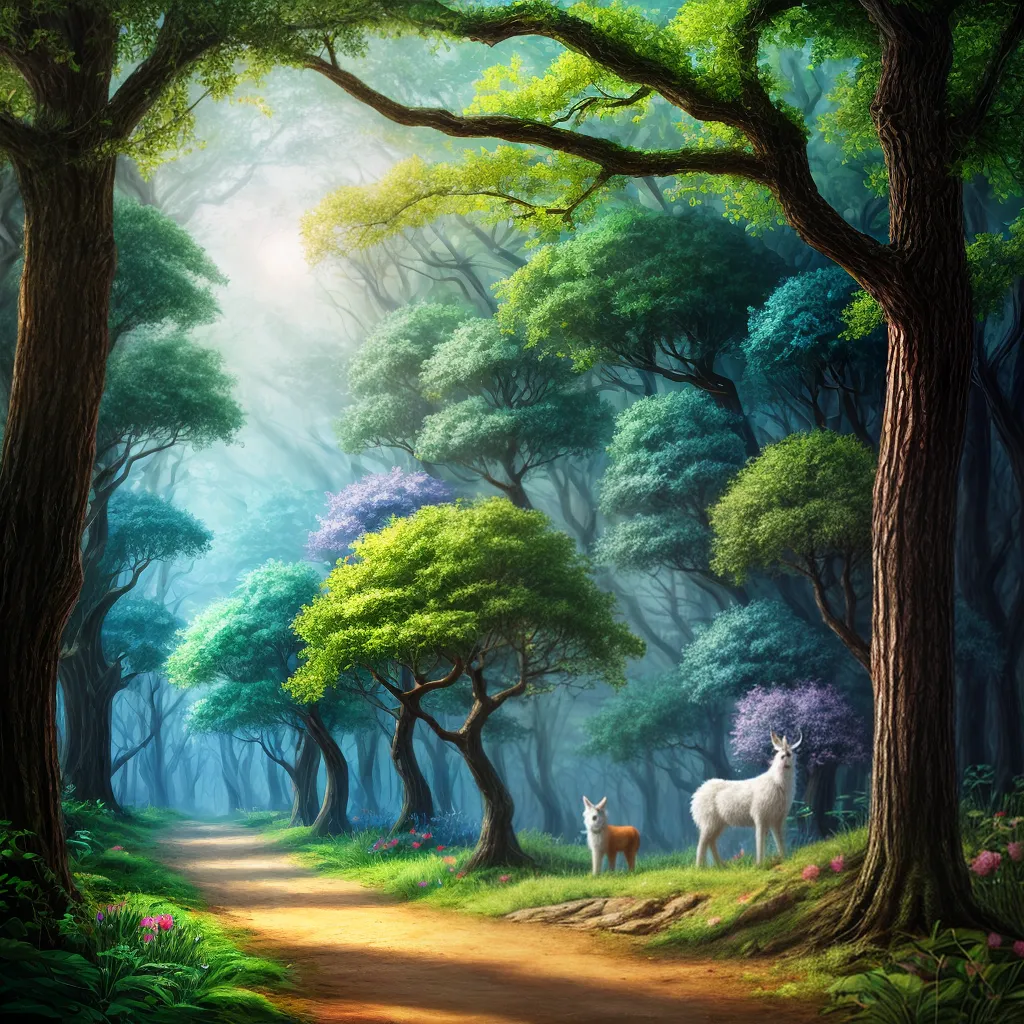 floresta magica ilustracao colorida