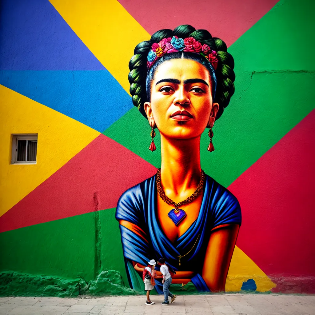 mural mexicano icones politicos cores vibrantes