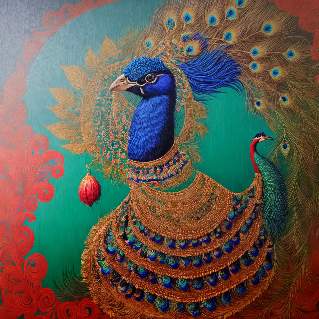 pintura indiana peacock influencias globais