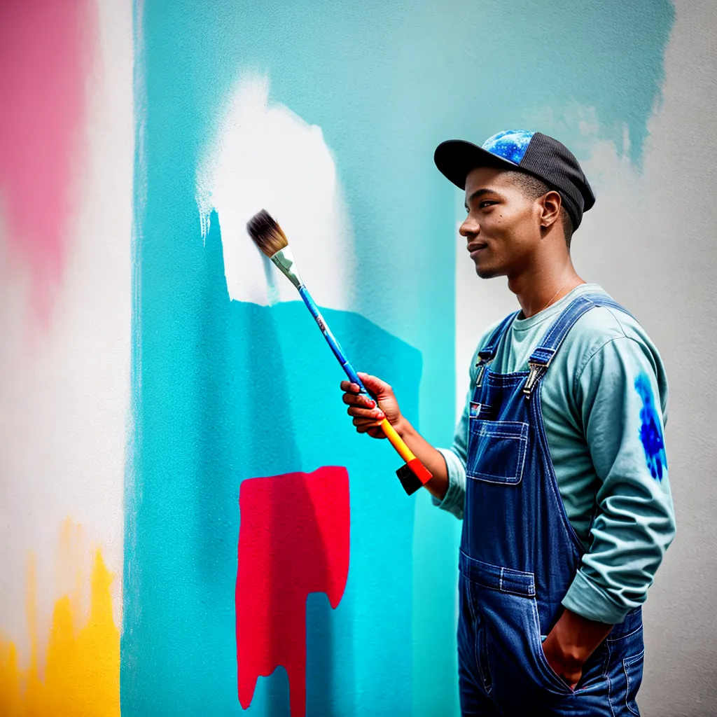 pintor parede azul diy
