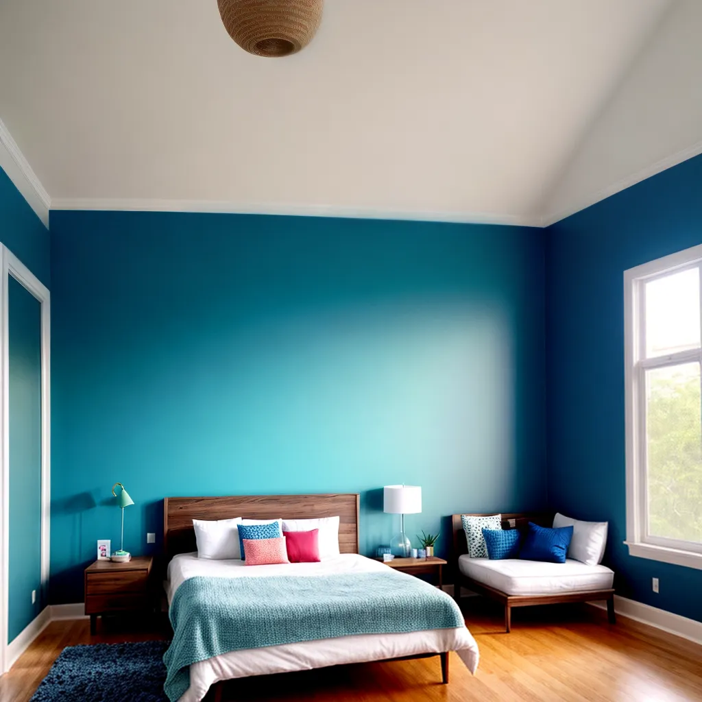 sala colorida parede azul elegante