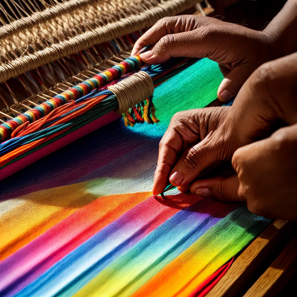 tecelao artesanal tecido colorido