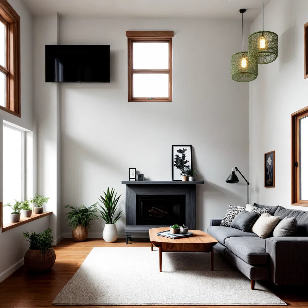 sala estar minimalista macrame vasos luminaria