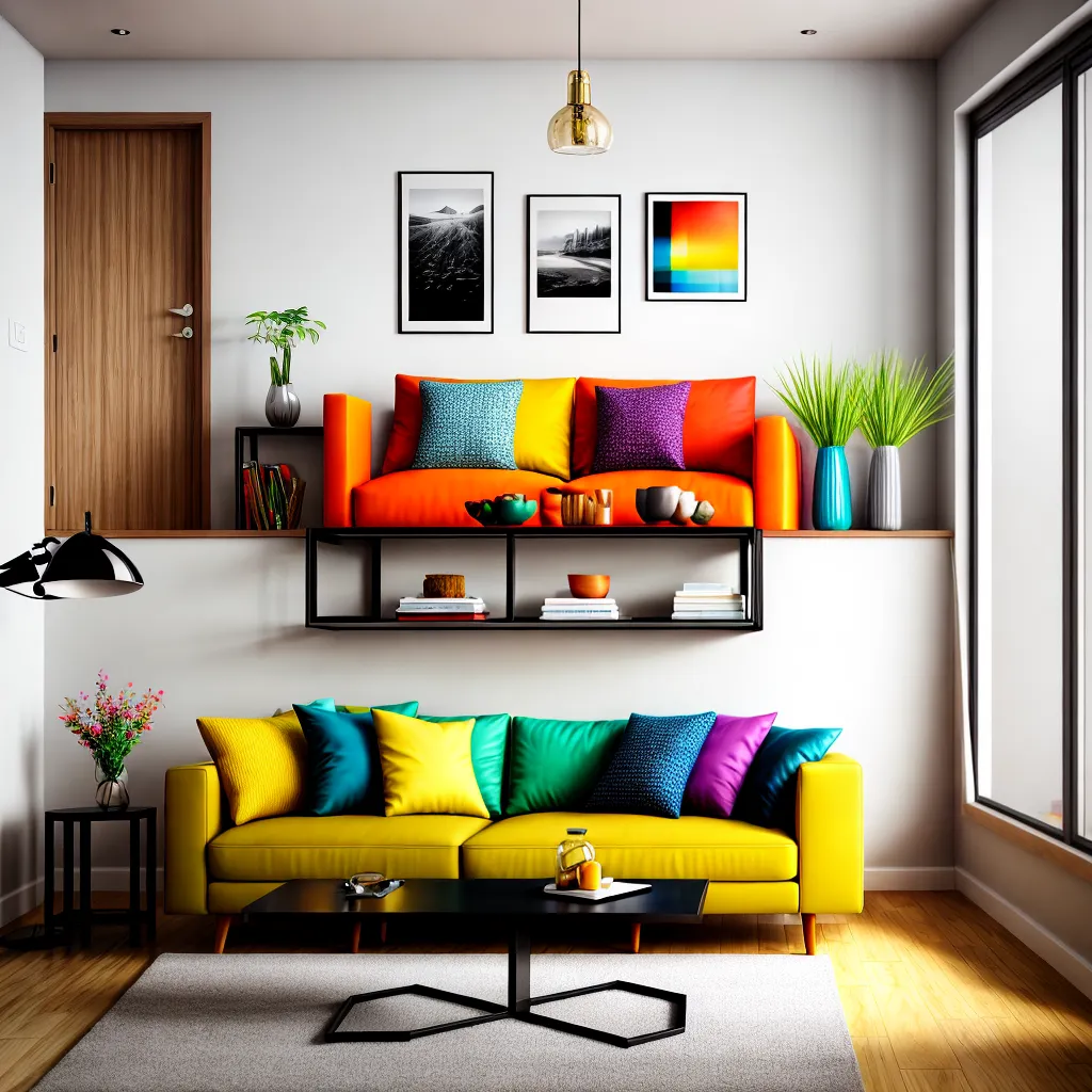 sala colorida sofa decoracao acessivel
