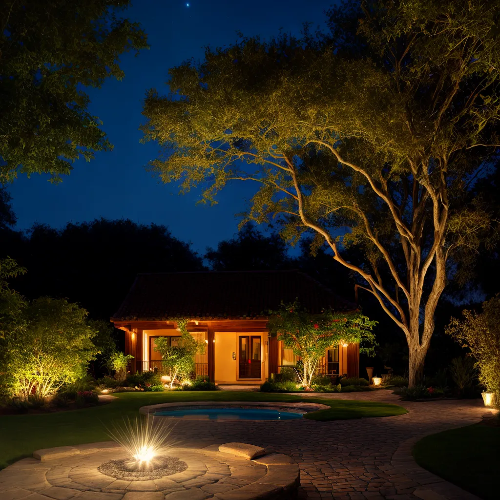 jardim crepusculo luzes cores plantas