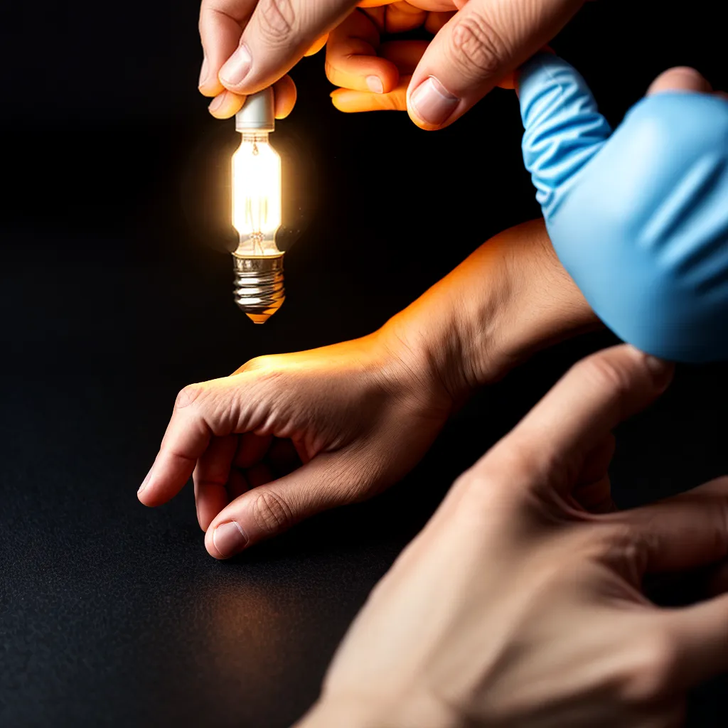mao segurando lampada led queimada