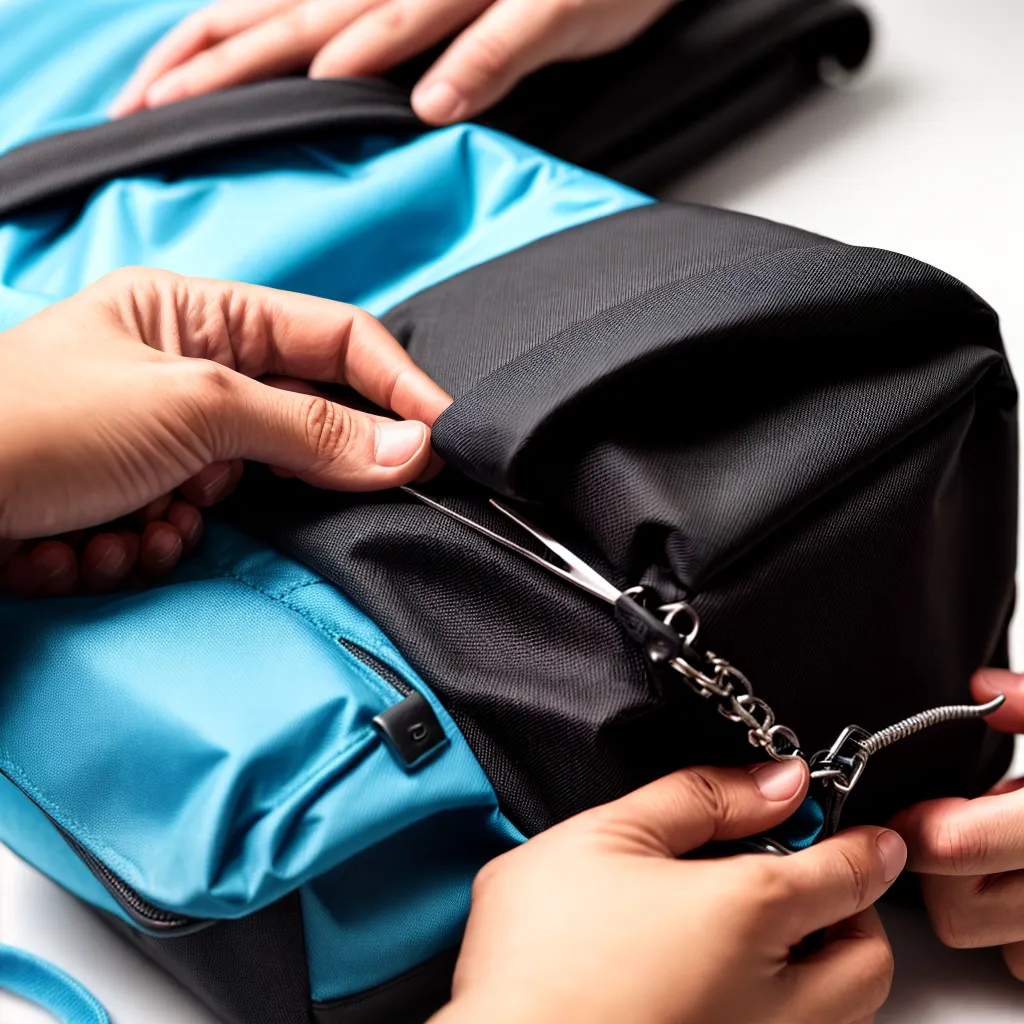mochila rasgada reparo agulha fio 1