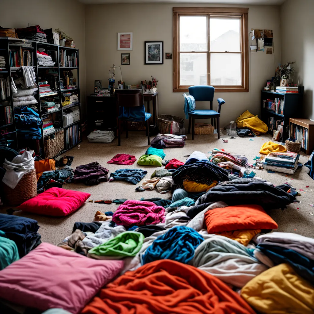 quarto desorganizado bagunca estresse