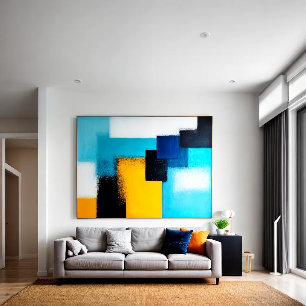 pintura abstrata sala minimalista desbalanceada