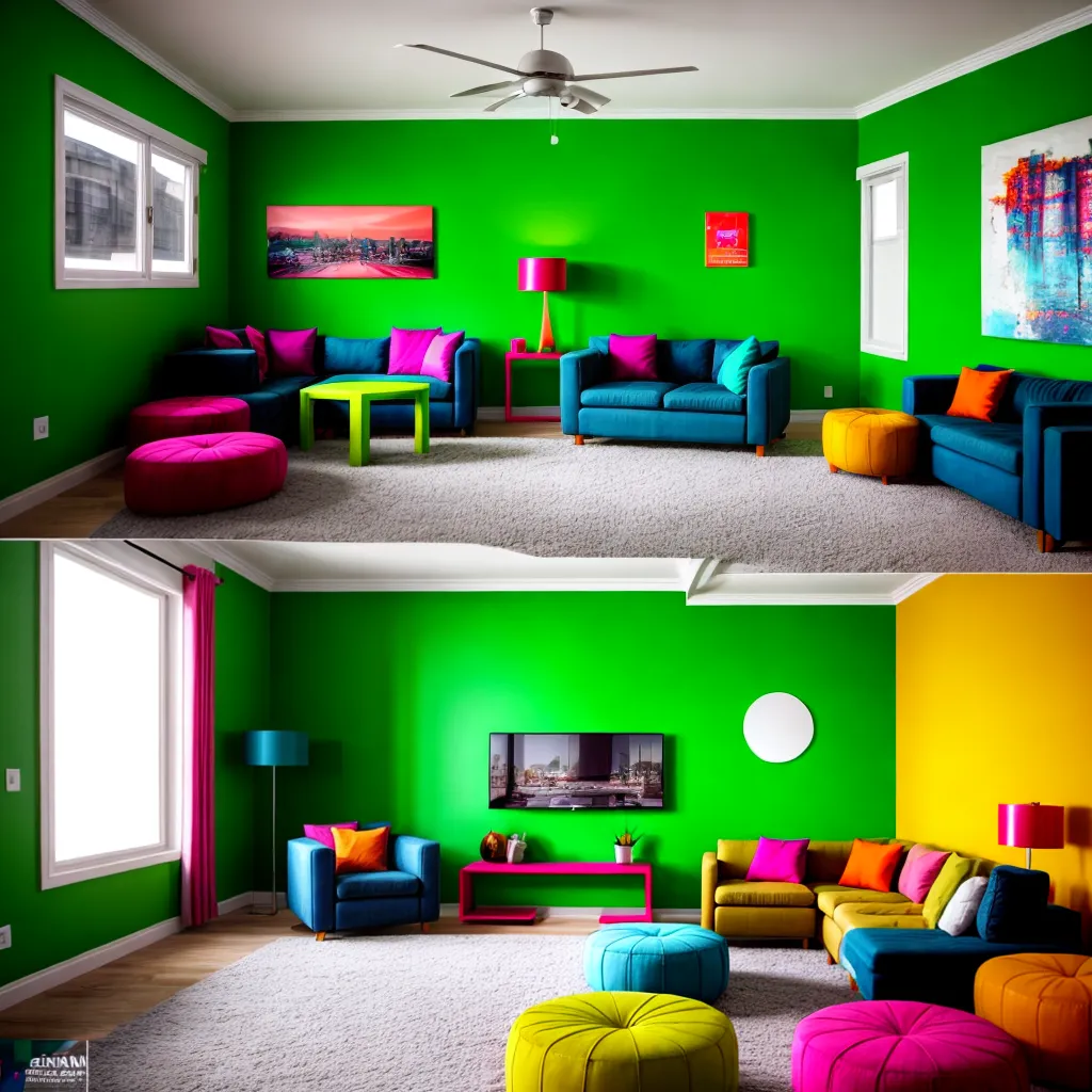 sala neon caotica iluminacao vibrante