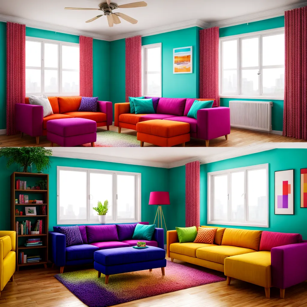 sala colorida mistura estampas