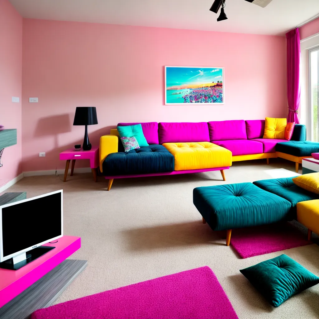 sala neon cores choque caotica
