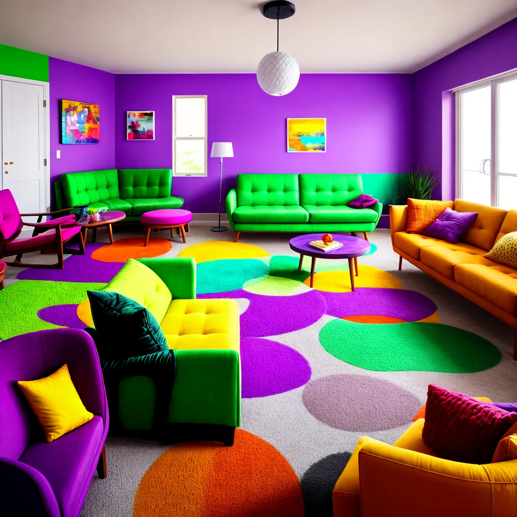 sala neon mobiliario cores ousadas