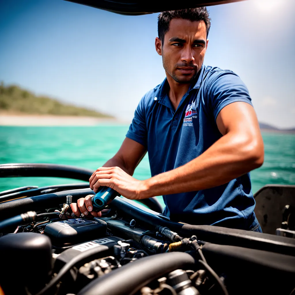 mecanico apertando parafusos motorbarco