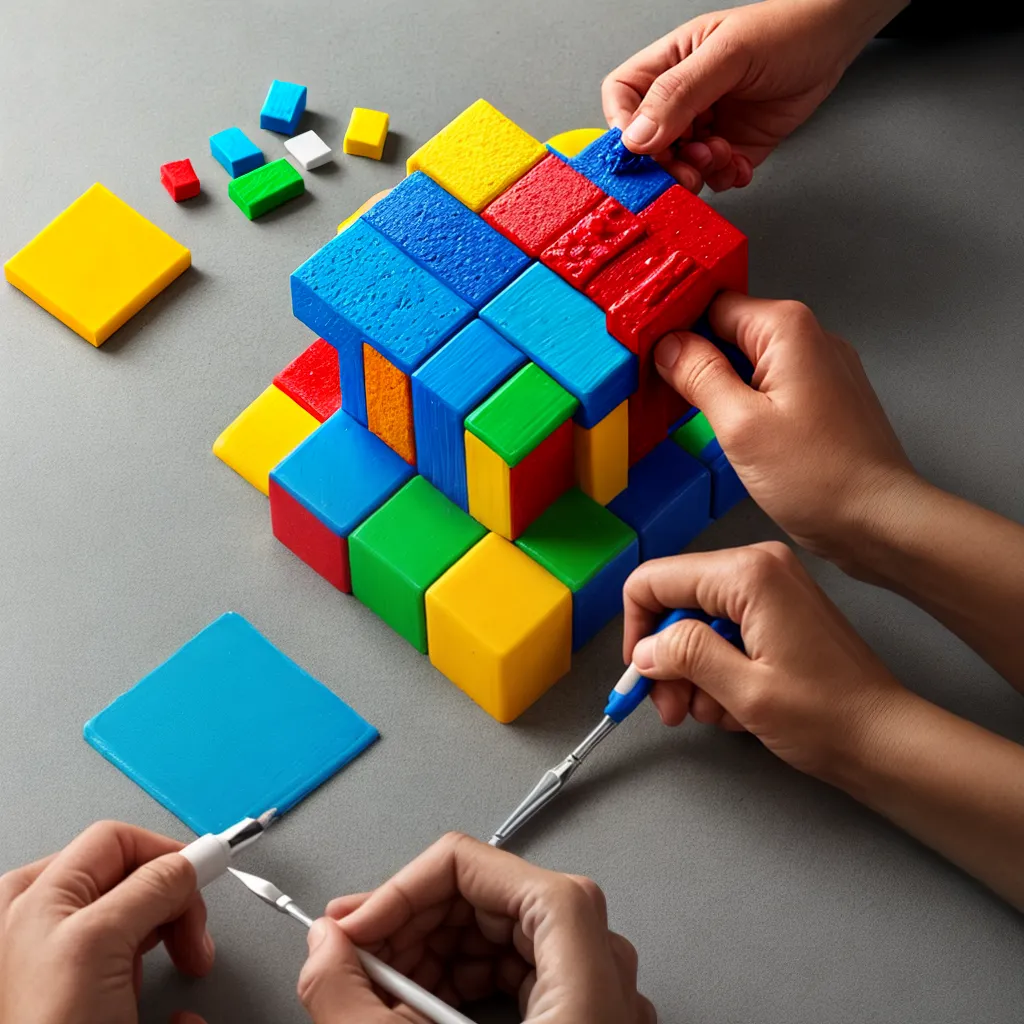 bloco brinquedo desgastado restauracao