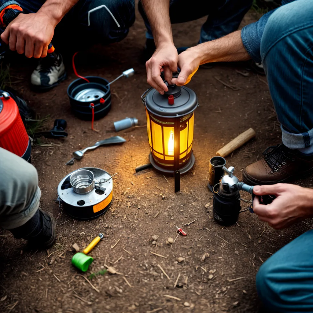 conserto lanterna camping ferramentas 2