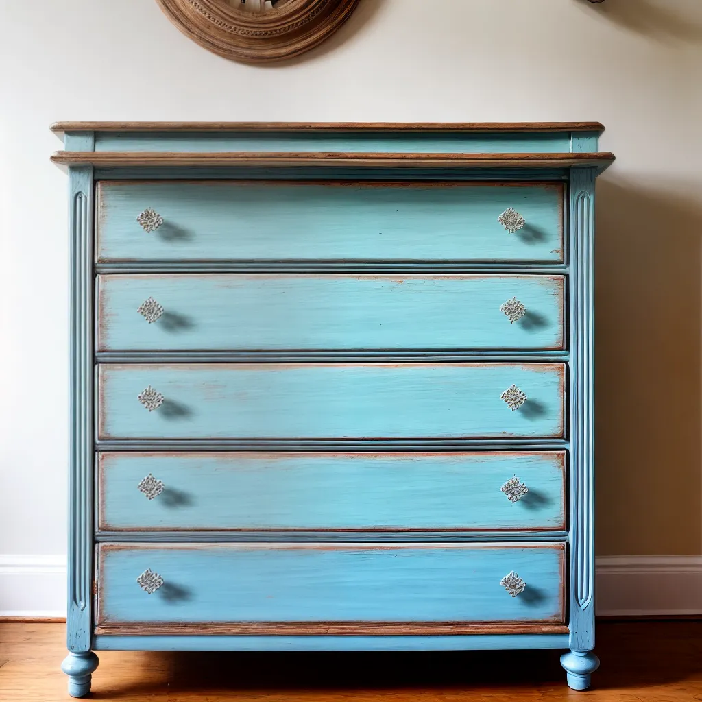 comoda restaurada azul sol