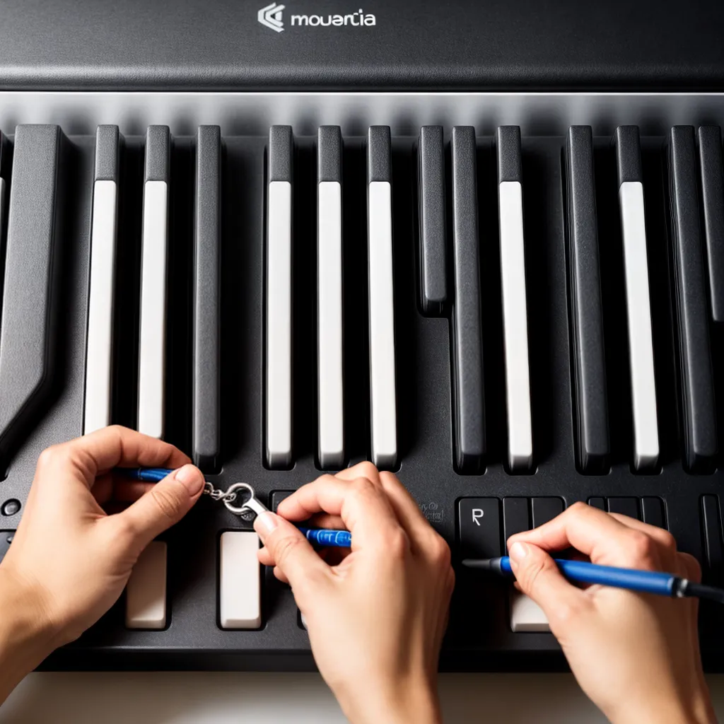 maos teclas teclado musical reparo