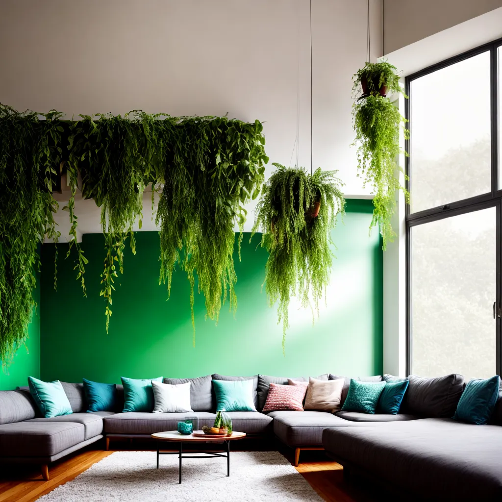 sala verde plantas acolhedora