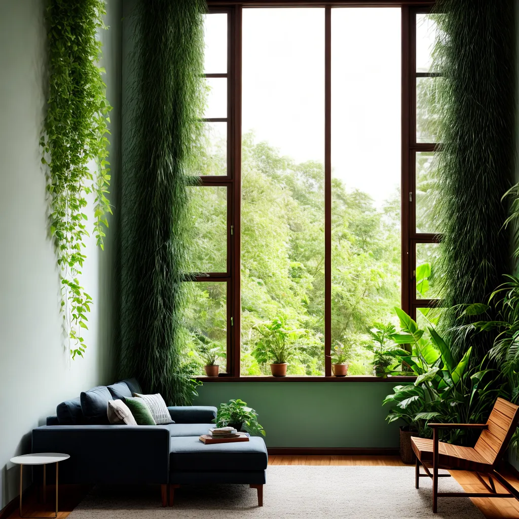 sala plantas verdes acolhedora