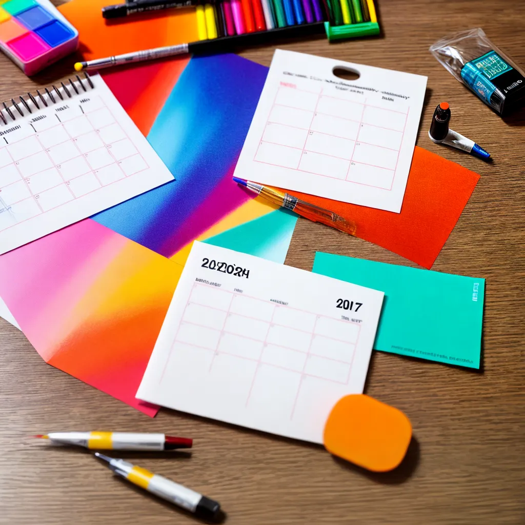 material artesanal calendario colorido