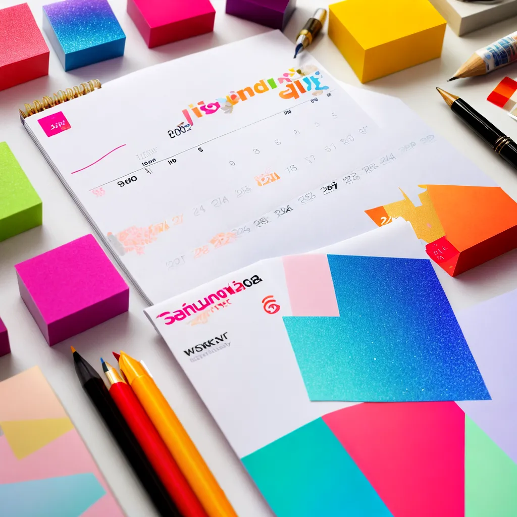 mesa artes suprimentos calendario criativo