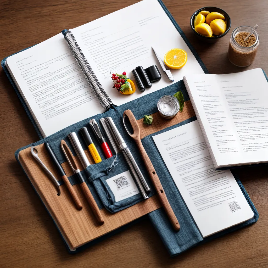 cozinha organizada caderno receitas utensilios
