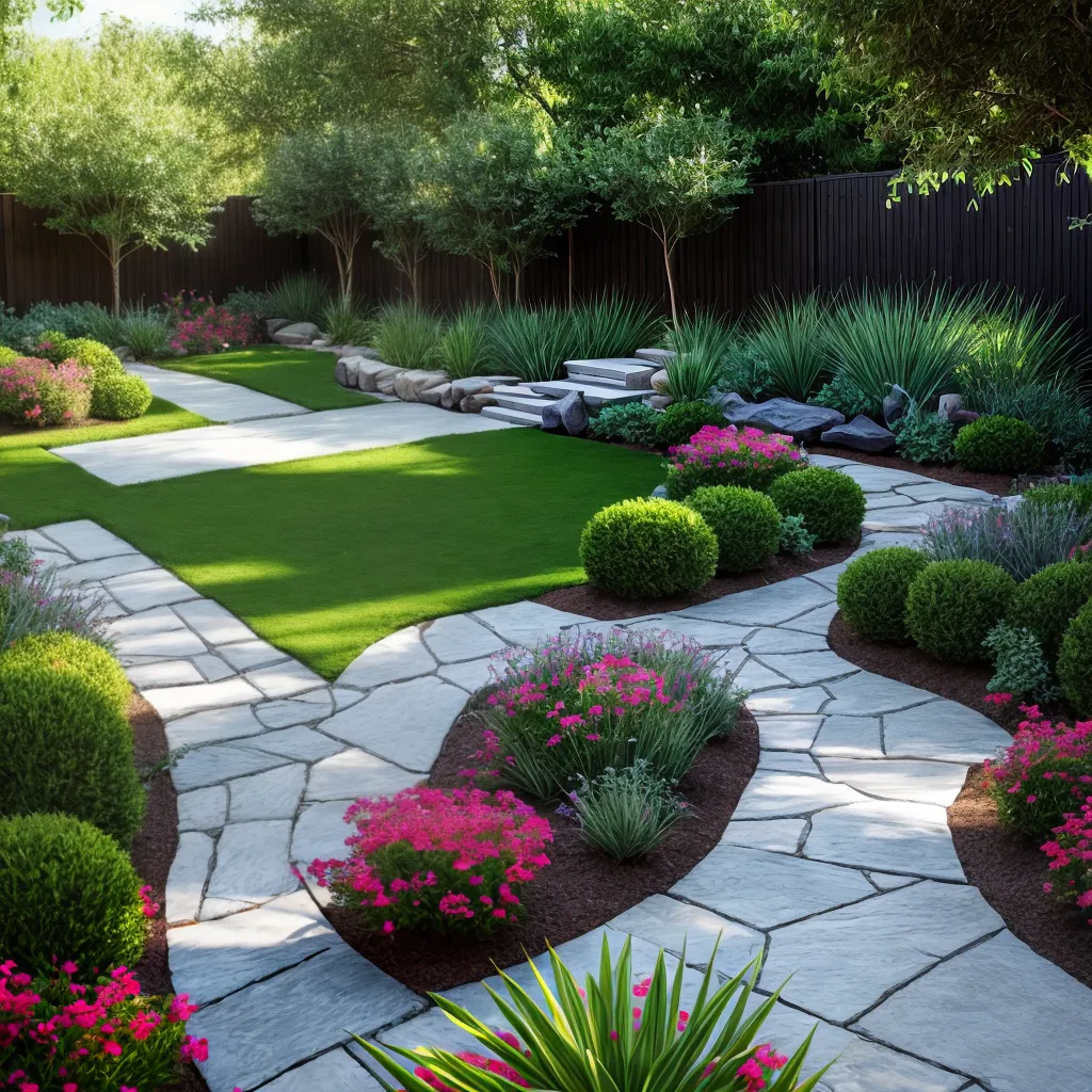 jardim tranquilo caminho pedras plantas conforto