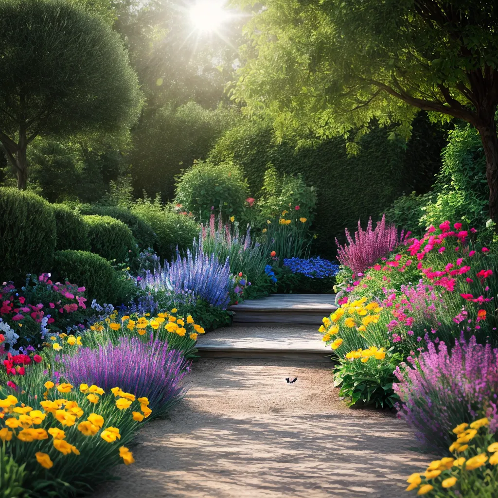 jardim borboletas flores vibrante